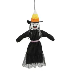2 Ft. Animated Light-Up Giggling Witch with Black Dress Halloween Decoration