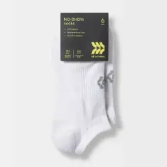 Women's Extended Size Cushioned 6pk No Show Athletic Socks - All in Motion&trade; - White 8-12