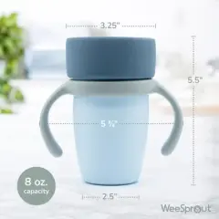 WeeSprout Baby Training Cup - Silicone Sippy Cup with Removable Handles for Weaning Off Bottle - Transition Spill-Proof Toddler Cup