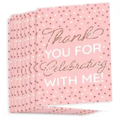 Big Dot of Happiness Pink Rose Gold Birthday - Happy Birthday Party Thank You Cards (8 count)