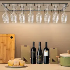 YIYIBYUS Wine Glass Rack Under Cabinet, 8 Row Extreme Large Stemware Hanger