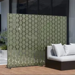 PexFix 72 in. x 47 in.Metal Freestanding Privacy Screen Garden Fence For Deck Patio Balcony Outdoor Privacy Panel Square Design