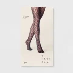 Women's Leopard Sheer Tights - A New Day&trade; Black