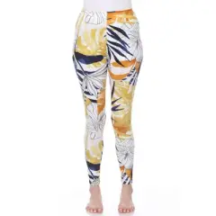 Women's Super Soft Tropical Printed Leggings - White Mark