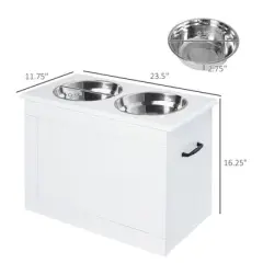 SKYONE Elevated Dog Feeder Station with 2 Stainless Steel Bowls - Removable, Storage Space,