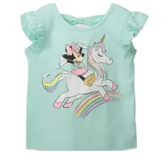 Disney Minnie Mouse Little Girls Unicorn Rainbow T-Shirt Bike Shorts Set Blue 