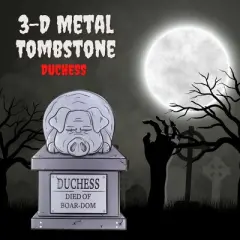 3D Halloween Metal Tombstone -DUCHESS (Large 17") w Stakes- Durable, Weather Rust Proof, UV Printed- Upgrade Your House Party Pet Cemetery Lawn Decor