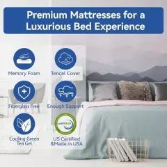 JUJABU 10 Inch Memory Foam Medium Firm Mattress with Tencel Cover