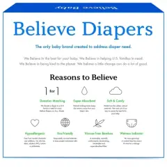 Believe Baby Premium Soft Hypoallergenic Disposable Diapers - Size 6 - 34ct