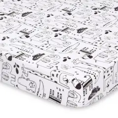 The Peanutshell Fitted Playard Sheets - Black and White Safari Animals - 2pk