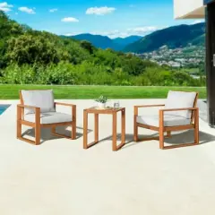 Grafton 3pc Eucalyptus Wood Outdoor Set - Natural - Alaterre Furniture