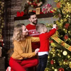 7.5ft Pre-Lit SlimChristmas Tree with 700Incandescent Lights - Artificial Pencil Xmas Tree with Metal Stand for Home, Office, Apartment Holiday Decor