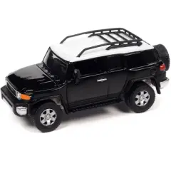 2007 Toyota FJ Cruiser Black Diamond with White Top and Roofrack Limited Edition 1/64 Diecast Model Car by Johnny Lightning