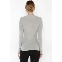 JENNIE LIU Tissue Weight 55% Silk 45% Cashmere Waffle-knit Long Sleeve Mock Funnel Neck Sweater