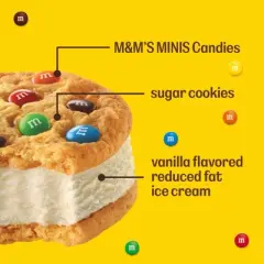 M&M Vanilla Reduced Fat Ice Cream Dessert Cookie Ice Cream Sandwiches - 4pk/16 fl oz