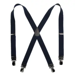 CTM Men's Elastic Anti Slip Pin Clip Suspenders with Leather Drop Tabs