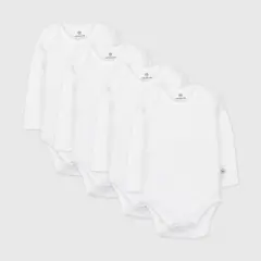 Honest Baby 4pk Organic Cotton Long Sleeve Bodysuit - White