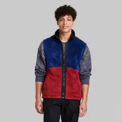 Men's Casual Fit Colorblock Fleece Vest - Original Use&trade; Red/Blue