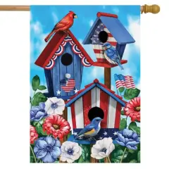 Briarwood Lane American Birdhouses Summer House Flag Patriotic Red White and Blue 28" x 40"