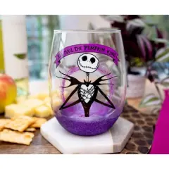 Silver Buffalo Disney Nightmare Before Christmas "All Hail Pumpkin King" Stemless Wine Glass
