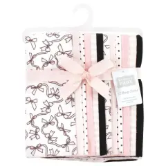 Hudson Baby Infant Girl Cotton Flannel Burp Cloths Bundle, Pink Bows, One Size