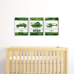 Big Dot of Happiness Camo Hero - Army Military Camouflage Nursery Wall Art and Kids Room Decorations - Gift Ideas - 7.5 x 10 inches - Set of 3 Prints