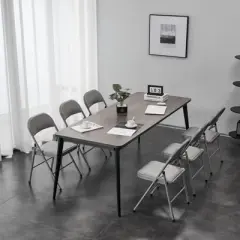 Sevobal Outdoor Portable Chairs 6PCS Foldable Soft Cushion Chair Set with PVC Seat for Living Room and Reception, Gray, 15.75"*17.72"*30.71"