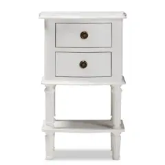 Audrey Finished 2 Drawer Nightstand White - Baxton Studio