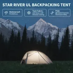 Naturehike Star River UL 2 Person Tent &ndash; Lightweight Double Layer Waterproof Backpacking Tent for Cycling & Camping,Ultralight,with Awning Vestibules