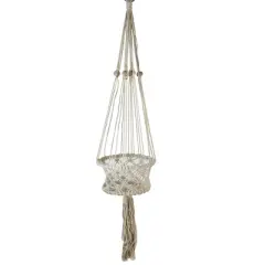 Northlight 43" Lattice Pattern Macrame Indoor Planter Hanger - White