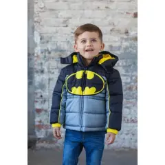 DC Comics Justice League Batman Zip Up Winter Coat Puffer Jacket Toddler