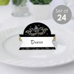 Big Dot of Happiness Masquerade - Mask Party Tent Buffet Card - Table Setting Name Place Cards - Set of 24