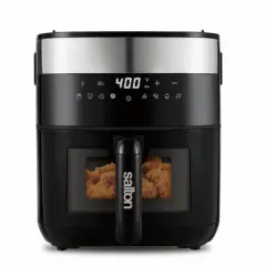 Salton Flip & Cook 3-in-1 185oz Air Fryer, Grill, & Dehydrator with Viewing Window
