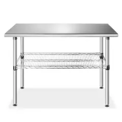 GRIDMANN 49 x 24" Stainless Steel Table with Wire Undershelf, NSF Commercial Kitchen Work & Prep Table for Restaurant and Home