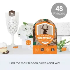 Big Dot of Happiness Gone Hunting - Deer Hunting Camo Baby Shower or Birthday Party Scavenger Hunt - 1 Stand and 48 Game Pieces - Hide and Find Game