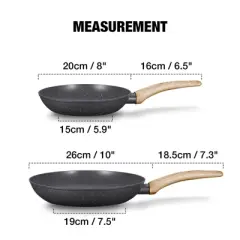 KOCH SYSTEME CS Frying Pan with Ergonomic Bakelite Handle, Ultra Non Stick Marble Coating, Aluminum Skillets with Honeycomb Design on Inner Surface