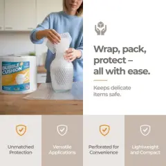 Bubble Cushion Wrap &ndash; 12"x175FT 1, 2 & 4 Pack, Perforated Every 12", Eco-Friendly, Lightweight, Extra Protection for Moving & Shipping