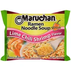 Maruchan Ramen Instant Noodle Soup - 2 Flavors - 24 Packs Lime Chili Shrimp & 24 Packs Beef