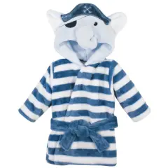 Hudson Baby Infant Boy 2Pc Plush Animal Face Bathrobe, Pirate Elephant Donkey, 0-9 Months