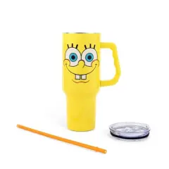 Silver Buffalo Nickelodeon SpongeBob SquarePants Face Stainless Steel Tumbler With Handle