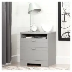 Reevo Nightstand with Drawers and Cord Catcher - South Shore