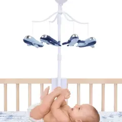 Bedtime Originals Little Aviator Airplane Musical Baby Crib Mobile Soother Toy - Blue
