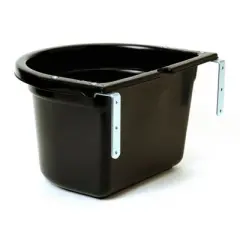 Little Giant 20 Quart Heavy Duty Mountable Plastic Fence Feeder Bucket for Feeding Small Livestock and Pets at Home or Farm, Black