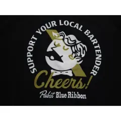 Pabst Blue Ribbon Support Your Local Bartender World Logo Men's Black Long-Sleeve Sweatshirt