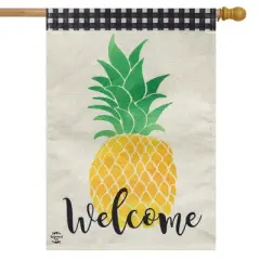 Welcome Pineapple Everyday Burlap House Flag 28" x 40" Summer Fruit Briarwood Lane