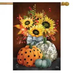 Briarwood Lane Fall House Flag 40x28 For Outdoor Patterned Pumpkins and Sunflowers For Fall House Flag