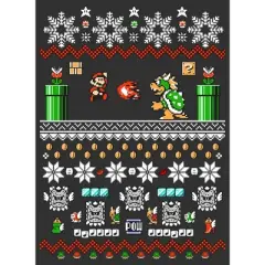 Boy's Nintendo Mario and Bowser Ugly Christmas Sweater T-Shirt