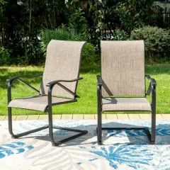Captiva Designs 7pc Patio Dining Set with Steel Frame Rectangle Table & C-spring Sling Chairs