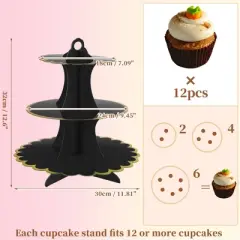 Unique Bargains 3-Tier Cardboard Cupcake Stand Tower 2 Pcs