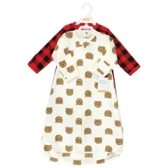 Hudson Baby Cotton Long-Sleeve Wearable Sleeping Bag, Sack, Blanket, Brown Bear Long Sleeve